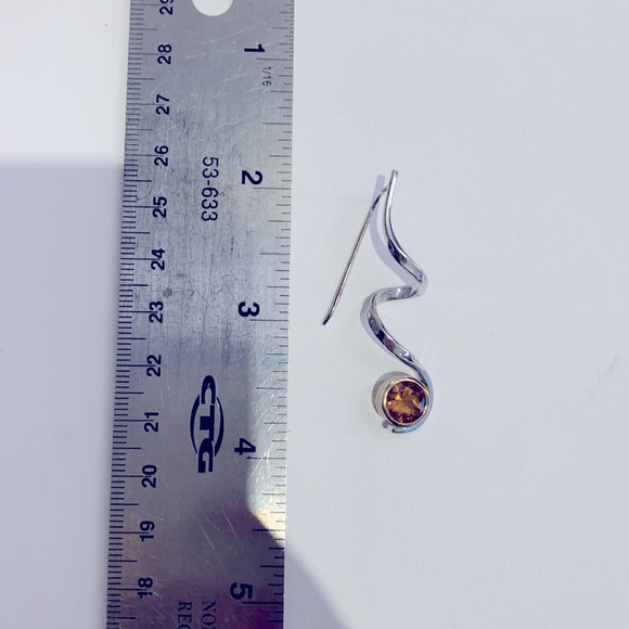 Sterling Silver and Citrine Dangle Earrings - Picture 4 of 4